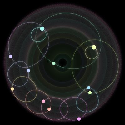 Paths of #1065_11, a 11-body orbit