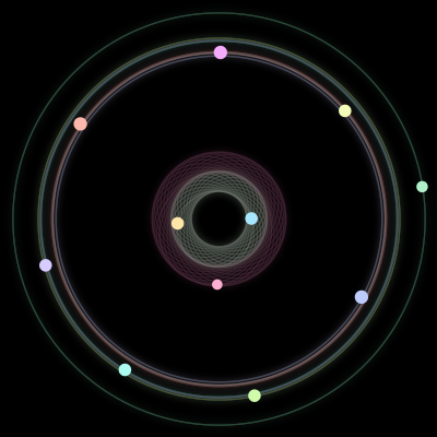 Paths of #1238_11, a 11-body orbit