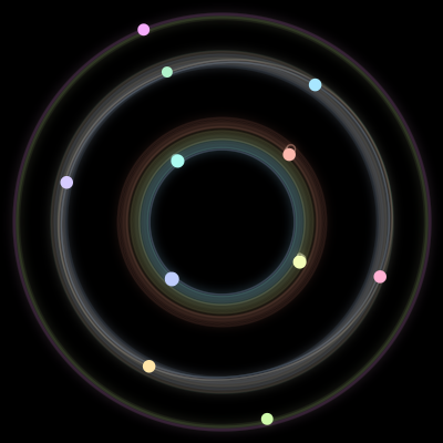 Paths of #637_11, a 11-body orbit