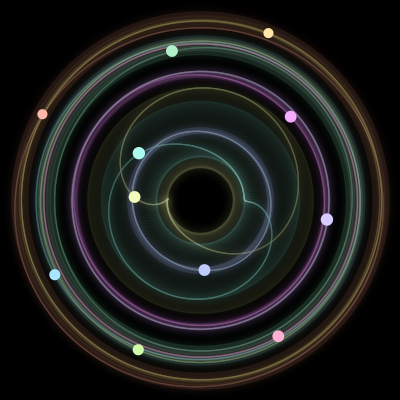 Paths of #770_11, a 11-body orbit
