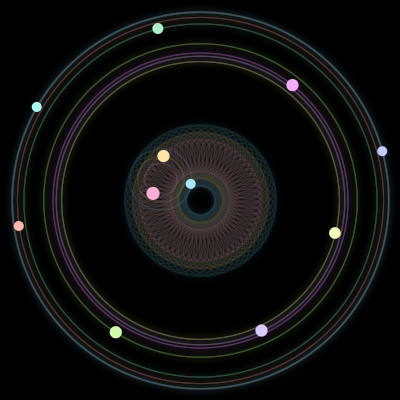 Paths of #836_11, a 11-body orbit