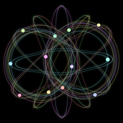 Paths of #2378_12, a 12-body orbit
