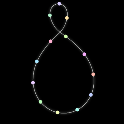 Paths of the 13 bodies of #4_13