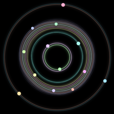 Paths of #437_13, a 13-body orbit