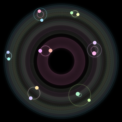 Paths of #1023_14, a 14-body orbit