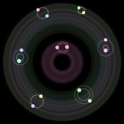 Paths of #1121_14, a 14-body orbit