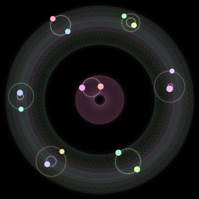 Paths of #1144_14, a 14-body orbit