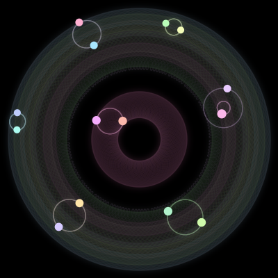 Paths of #1153_14, a 14-body orbit