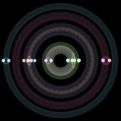 Paths of #1296_14, a 14-body orbit