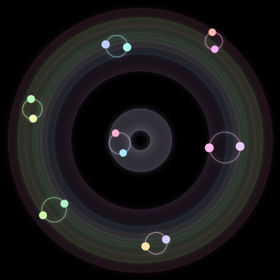 Paths of #1553_14, a 14-body orbit