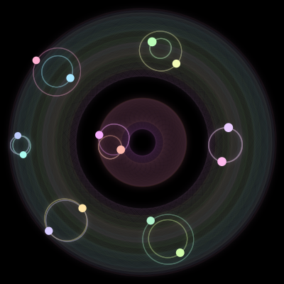 Paths of #1841_14, a 14-body orbit