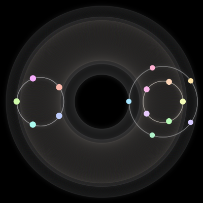 Paths of #70_15, a 15-body orbit