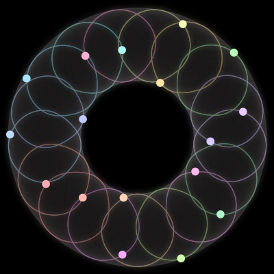 Paths of #698_17, a 17-body orbit