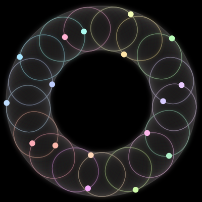Paths of #735_17, a 17-body orbit