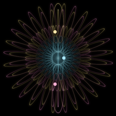 Paths of the 3 bodies of 1vs2PingPong