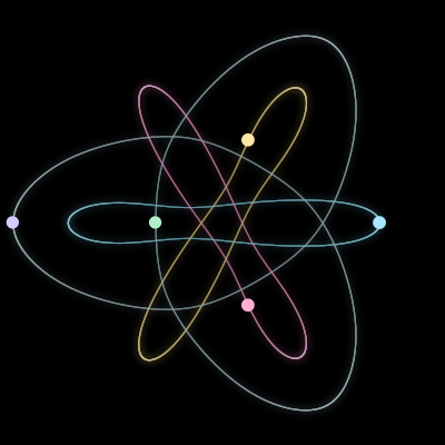 Paths of #1378_5, a 5-body orbit