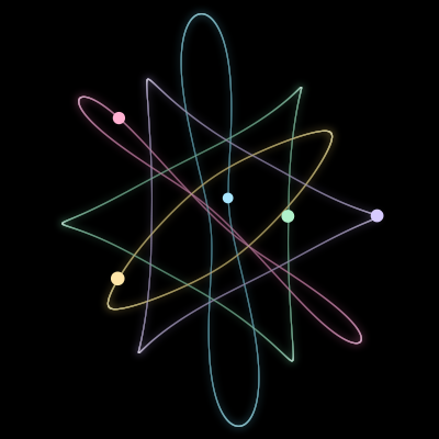 Paths of #300_5, a 5-body orbit