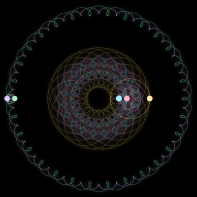 Paths of #349_5, a 5-body orbit