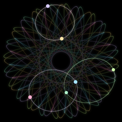 Paths of #1374_6, a 6-body orbit
