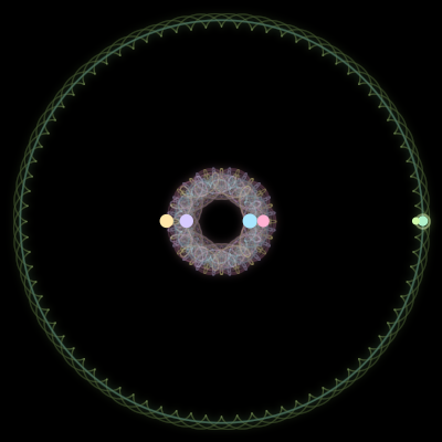Paths of #1537_6, a 6-body orbit