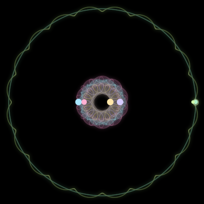 Paths of #1557_6, a 6-body orbit