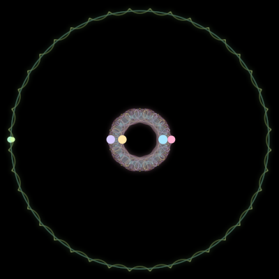 Paths of #414_6, a 6-body orbit
