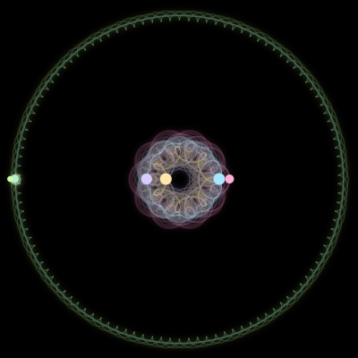 Paths of #439_6, a 6-body orbit
