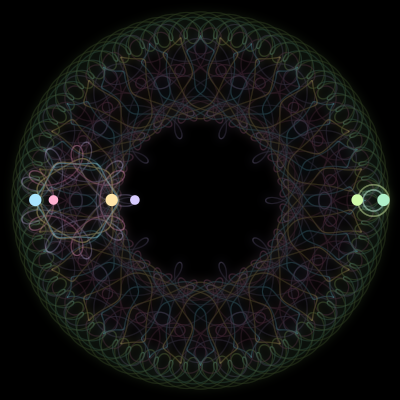 Paths of #530_6, a 6-body orbit