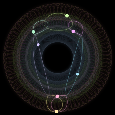 Paths of #1001_7, a 7-body orbit
