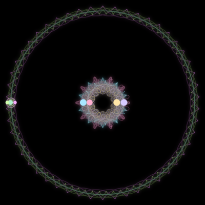 Paths of #1013_7, a 7-body orbit