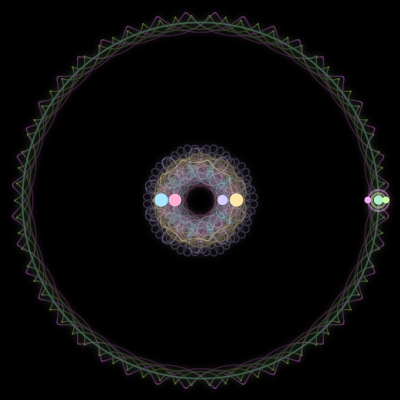 Paths of #1390_7, a 7-body orbit