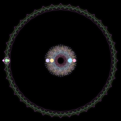 Paths of #1657_7, a 7-body orbit