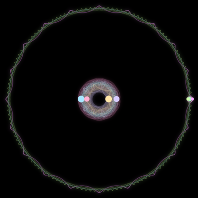 Paths of #2028_7, a 7-body orbit
