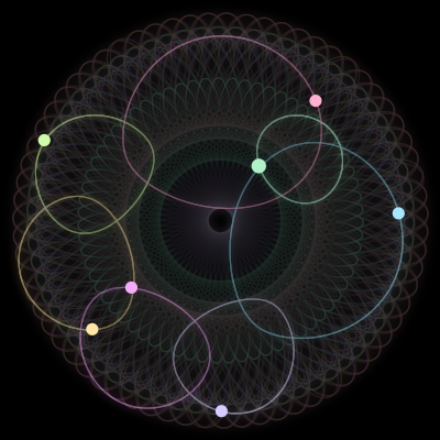 Paths of #2097_7, a 7-body orbit