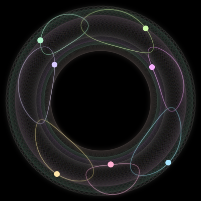 Paths of #352_7, a 7-body orbit