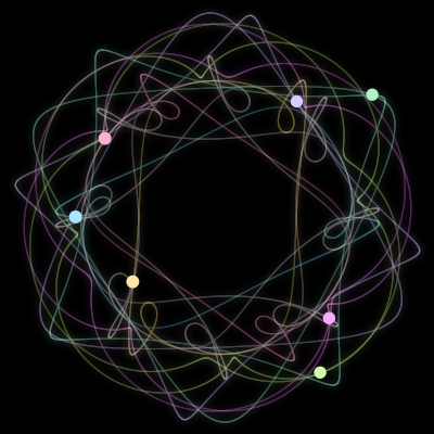Paths of the 7 bodies of #385_7
