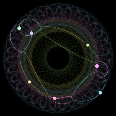 Paths of #390_7, a 7-body orbit