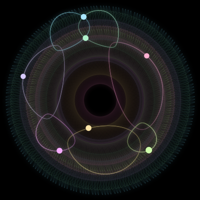 Paths of #448_7, a 7-body orbit