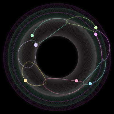 Paths of #552_7, a 7-body orbit