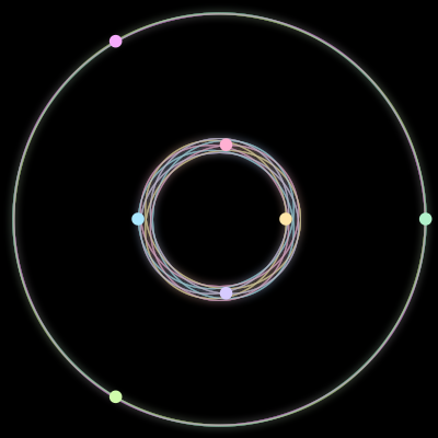 Paths of #764_7, a 7-body orbit