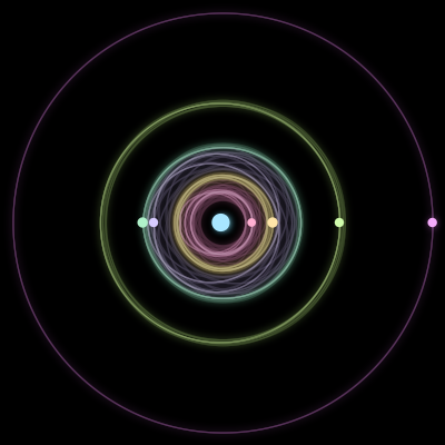 Paths of #958_7, a 7-body orbit