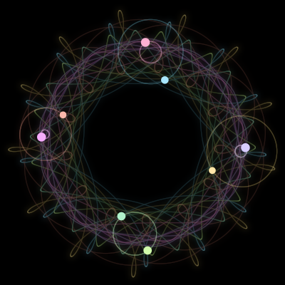 Paths of #1819_8, a 8-body orbit