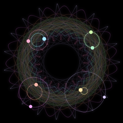 Paths of #1825_8, a 8-body orbit