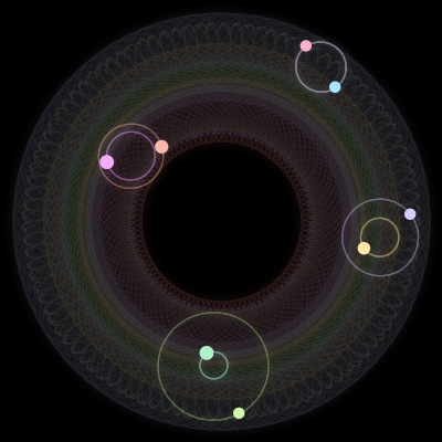 Paths of #2485_8, a 8-body orbit