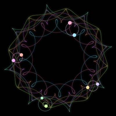 Paths of #255_8, a 8-body orbit