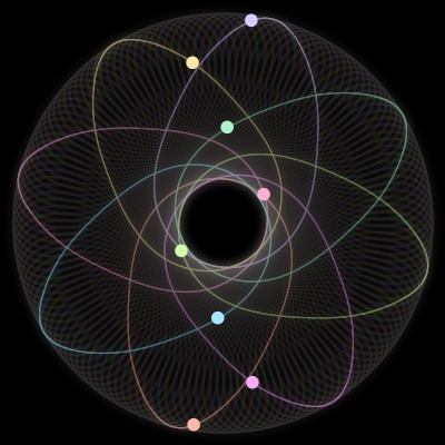 Paths of #269_8, a 8-body orbit