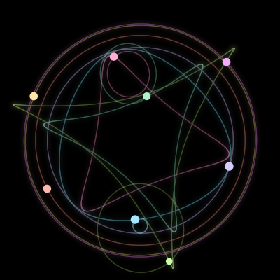Paths of #439_8, a 8-body orbit