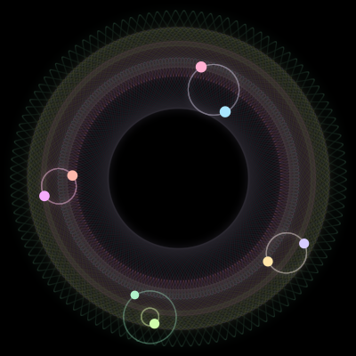 Paths of #595_8, a 8-body orbit