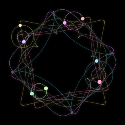 Paths of #921_8, a 8-body orbit