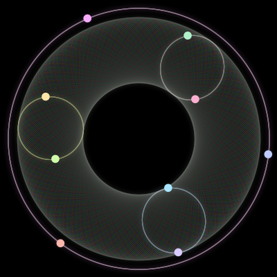 Paths of #1794_9, a 9-body orbit